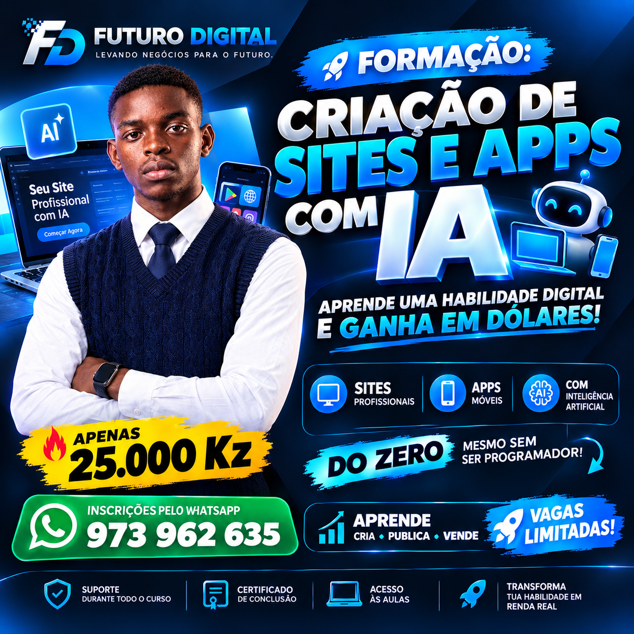 Criativo da formação Criação de Sites e Apps com IA da Futuro Digital